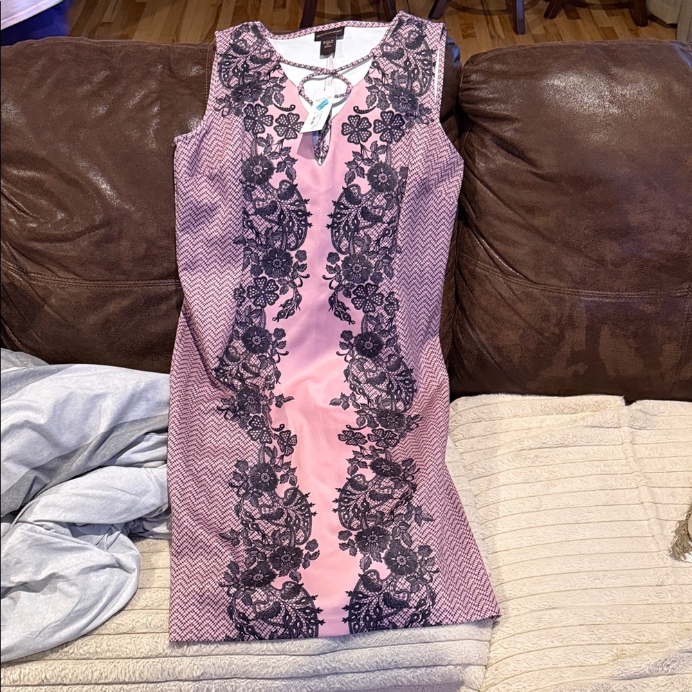 BOLD Elements Pink and Black Floral Midi Dress